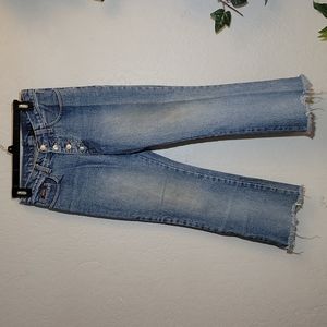 JUST USA Y2K Button Fly Raw Hem Faded Jeans Size 5